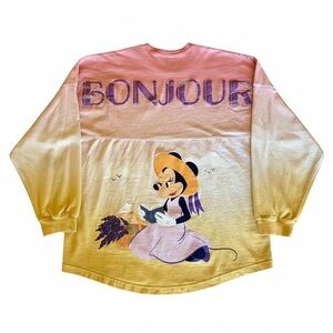 🌸 Disney Spirit Jersey — Epcot France “Bonjour” Minnie Mouse Lavender Scene — L